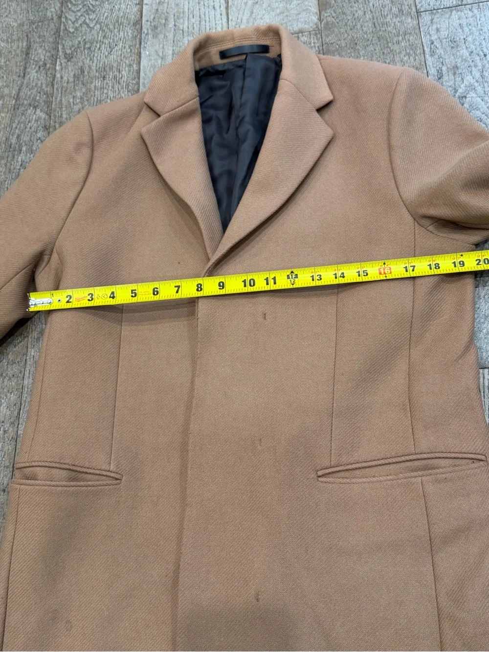 Theory Manroe Traceable Melton Wool Cashmere Overcoat Camel Men's Size S flawed